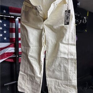 Future Collective Women's Cream Textured Straight-Leg Jeans